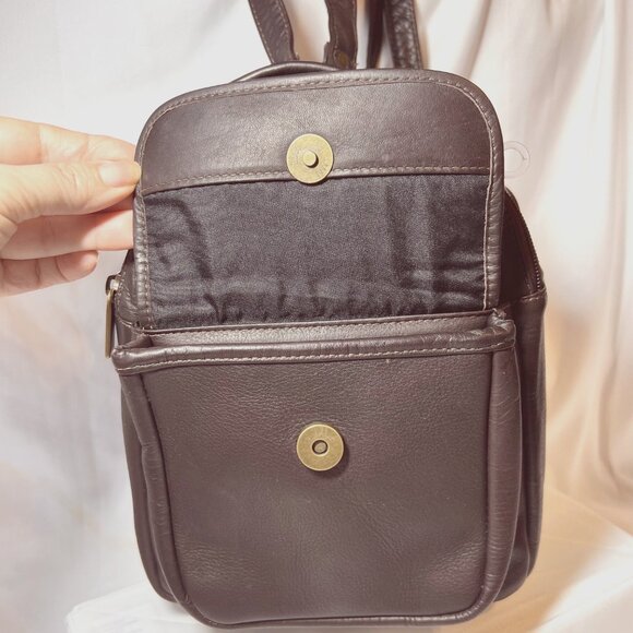 Brown Leather Back Pack-Small-NWOT-CC/ID Holder-Handle-Adjustable Strap-Unisex main image 12